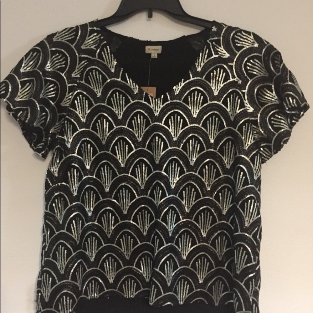 🏡Stunning beaded black and silver size 6 top